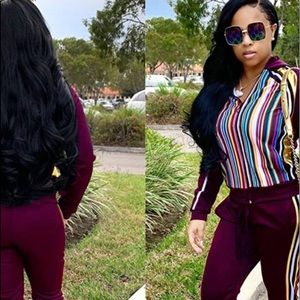 Brand New 2 Piece Track Suit with hoodie wine colo